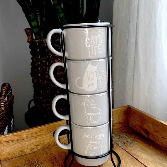 ☕️Adorable Cat 🐱 Mug Set with Stand ☕️🫖 NWT🐱 - Picture 4 of 16